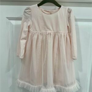 The Little White Company Soft Pink Girls Tulle Party Dress with Bow